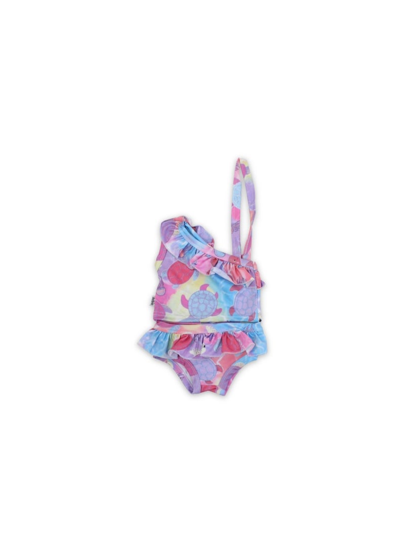 Baby Girls Two-Piece Swimsuit – Pink with Marine Animal Print - Image 2