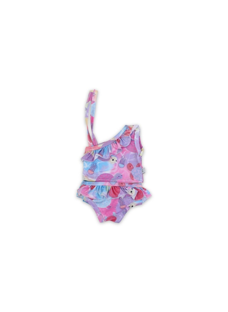 Baby Girls Two-Piece Swimsuit – Pink with Marine Animal Print - Image 1