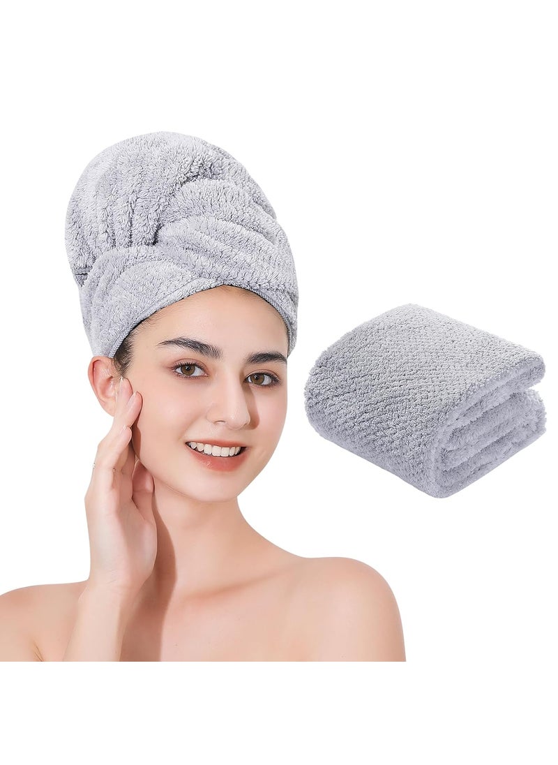 Laojbaba - Microfiber Hair Towel Quick Dry Hair Towel Hair Drying Towels Suitable for All Kinds of Hair Ultra Absorbent Long and Thick Hair 20X40inch Grey 1pcs - Image 1