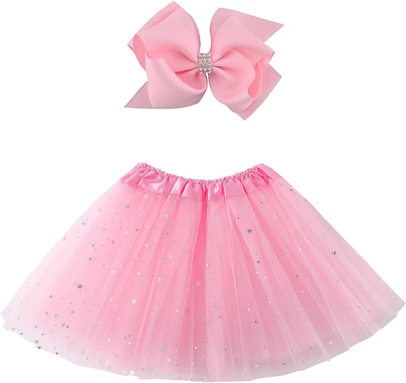 Jastore Girls Layered Stars Sequins Tutu Skirt Princess Ballet Dance Dress for 2-8 Years - Image 1