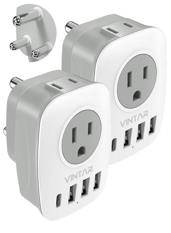 VINTAR محول قابس جنوب أفريقيا 2 حزمة، محول نوع M من VINTAR مع 1 منفذ USB C، 3 منافذ USB و 2 مخرج أمريكي، محول سفر 6 في 1 من الولايات المتحدة إلى بوتسوانا، ناميبيا، نيبال - Image 1