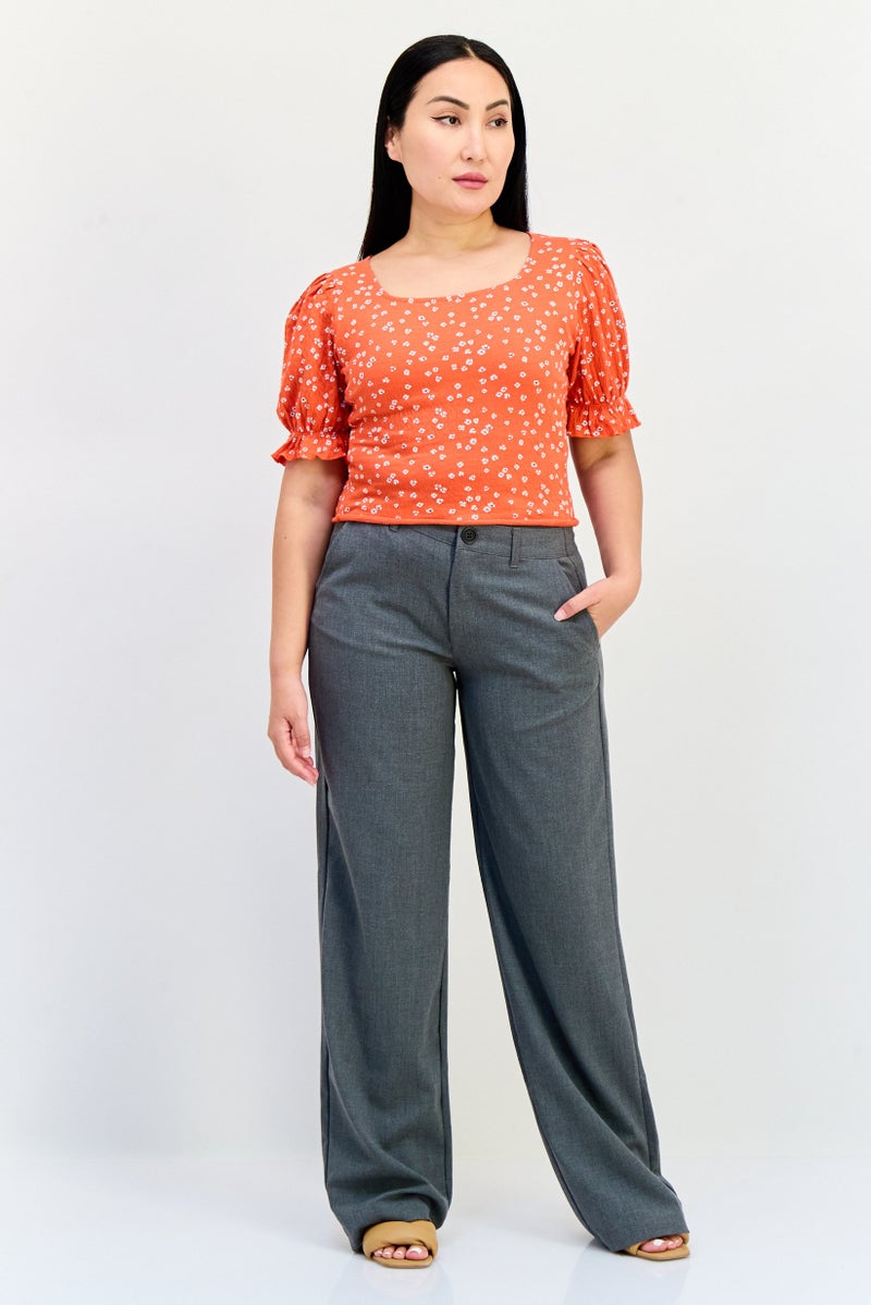 ONLY Women Square Neck Short Sleeve Allover Print Crop Top, Multicolor - Image 4