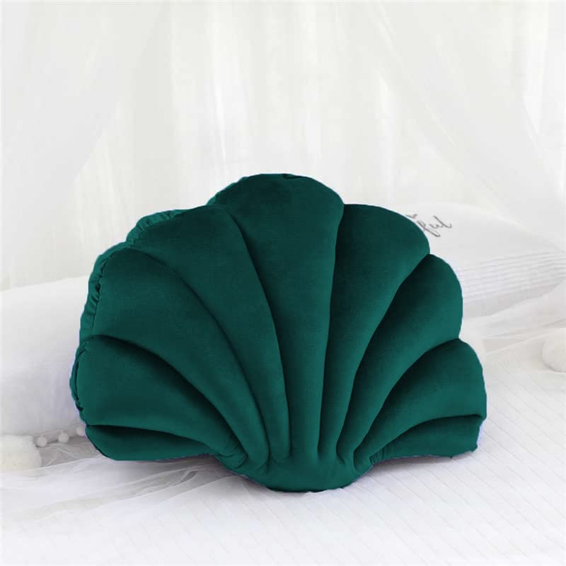 Peach Cuddle Seashell Decorative Cushion (Pack of 1, Size: 16x16 Inch, Jade Green, Velvet) Seashell Cushion for Home Decor, Bedroom, Living Room, Nursery, Luxury Cushion - Image 1