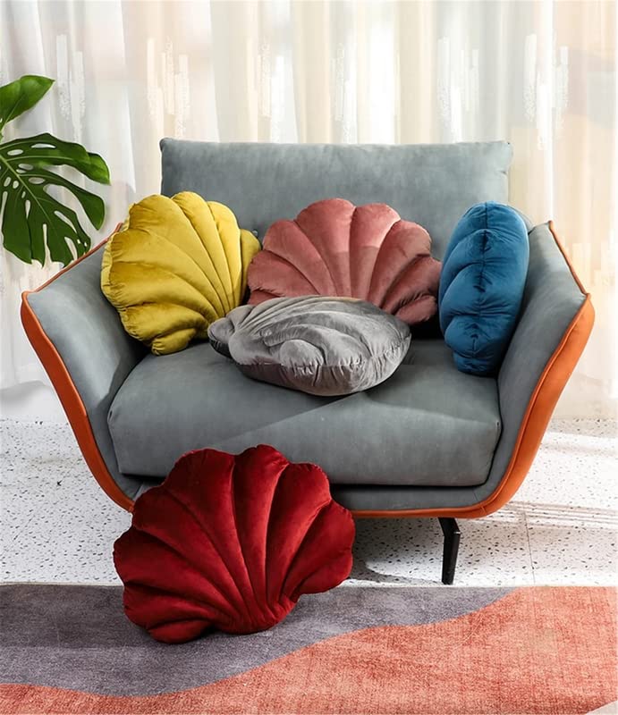 Peach Cuddle Seashell Decorative Cushion (Pack of 1, Size: 16x16 Inch, Jade Green, Velvet) Seashell Cushion for Home Decor, Bedroom, Living Room, Nursery, Luxury Cushion - Image 5