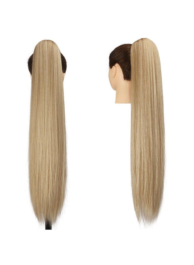 فيشبن وصلات ذيل الحصان المستقيمة، ذيل الحصان الطويل، قطعة شعر صناعية طبيعية، مشبك في ذيل الحصان، قطع شعر للنساء، أشقر مختلط، 20 بوصة - Image 2