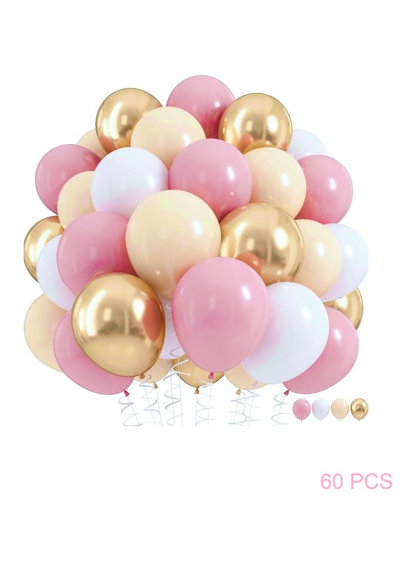 Boxwoods Pink White Chrome Gold Helium Balloons For Girls Birthday Baby Shower And Bridal Shower - Image 1