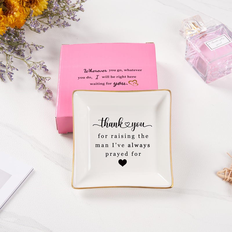 Spegiffu Mother in Law Gifts Jewelry Trinket Dish, Mother of the Groom Gift from Bride - Thank You for Raising the Man I've Always Prayed for - Christmas Mothers Day Birthday Wedding Gifts - Image 4