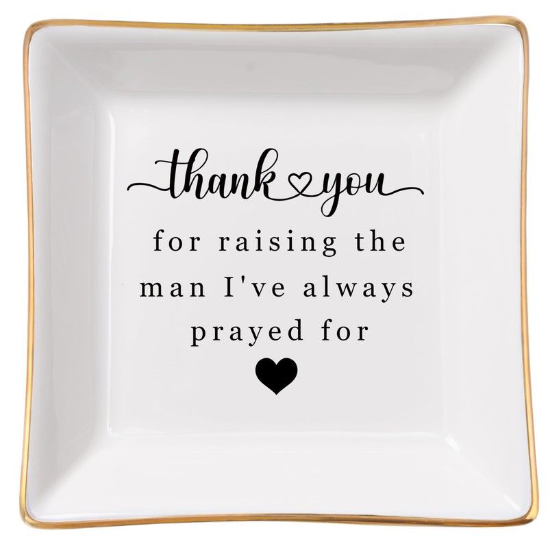 Spegiffu Mother in Law Gifts Jewelry Trinket Dish, Mother of the Groom Gift from Bride - Thank You for Raising the Man I've Always Prayed for - Christmas Mothers Day Birthday Wedding Gifts - Image 1