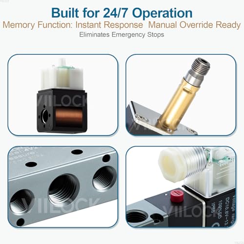 VIILOCK Pneumatic Solenoid Valve, 5 Way 2 Position 1/4”NPT Double Solenoid Internally Piloted Electric Air Control Valve 4V220-08 (DC12V) - Image 4