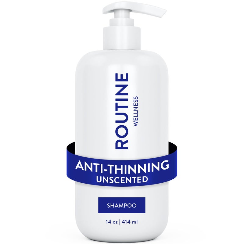 Routine Wellness Anti-Thinning Shampoo for Thinning Hair - Biotin DHT Blocker Women & Men - Color Safe Shampoo for Hair Loss & Healthy Hair - Unscented -14oz - Image 1