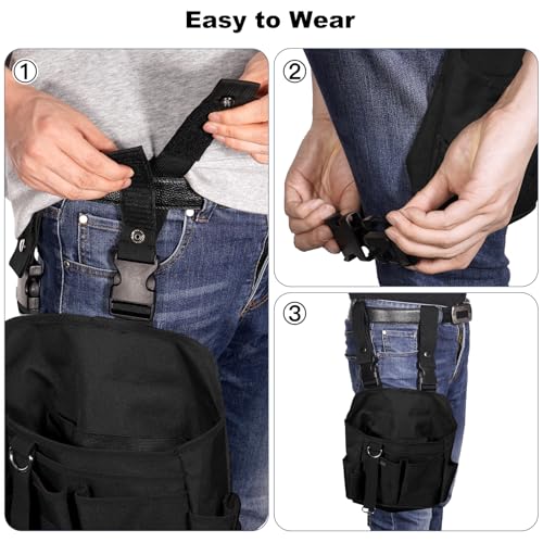 KENOBE Tool Pouch Holster with Belt and Clip Around Your Leg, Electrician Multifunctional Repair Bag, Utility Multi-Tool Organizer for Automotive Craftsman Carpenter Construction - Image 5