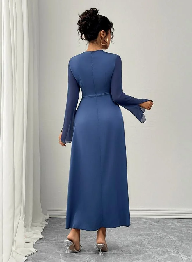 Take Two Take Two Dark Blue Ruched A-Line Maxi Dress