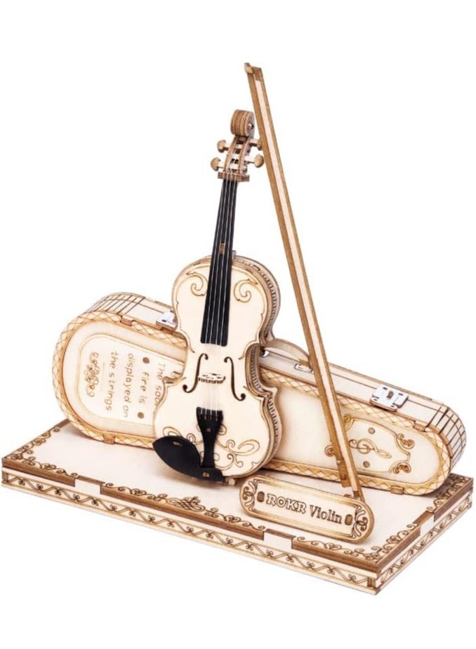 KASTWAVE Wooden 3D Violin Puzzles, Musical Instrument Model Kit 3D Puzzles, Educational Craft Building Toys, Desk Decor/DIY Hobbies/Gifts for Family and Friends, Gifts for Teens and Kids to Build - Image 1