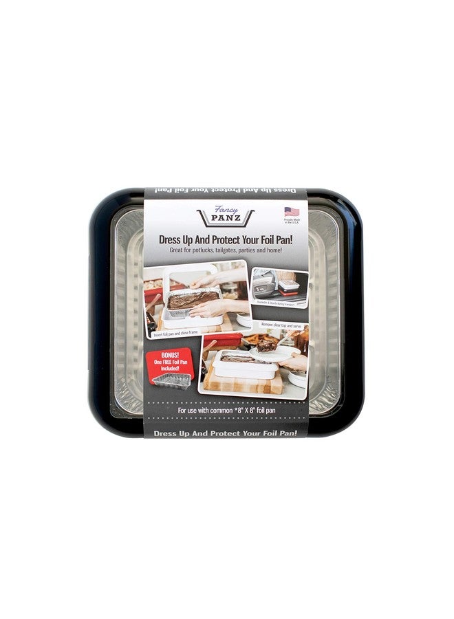 Fancy Panz 8 x 8-Inch Dress Up and Protect Your Foil Pan®, 100% Made in USA, 8 x 8 Foil Pan Included. Hot or Cold Food. Stackable for easy travel. Great for potlucks, tailgating & home (Black) - Image 1