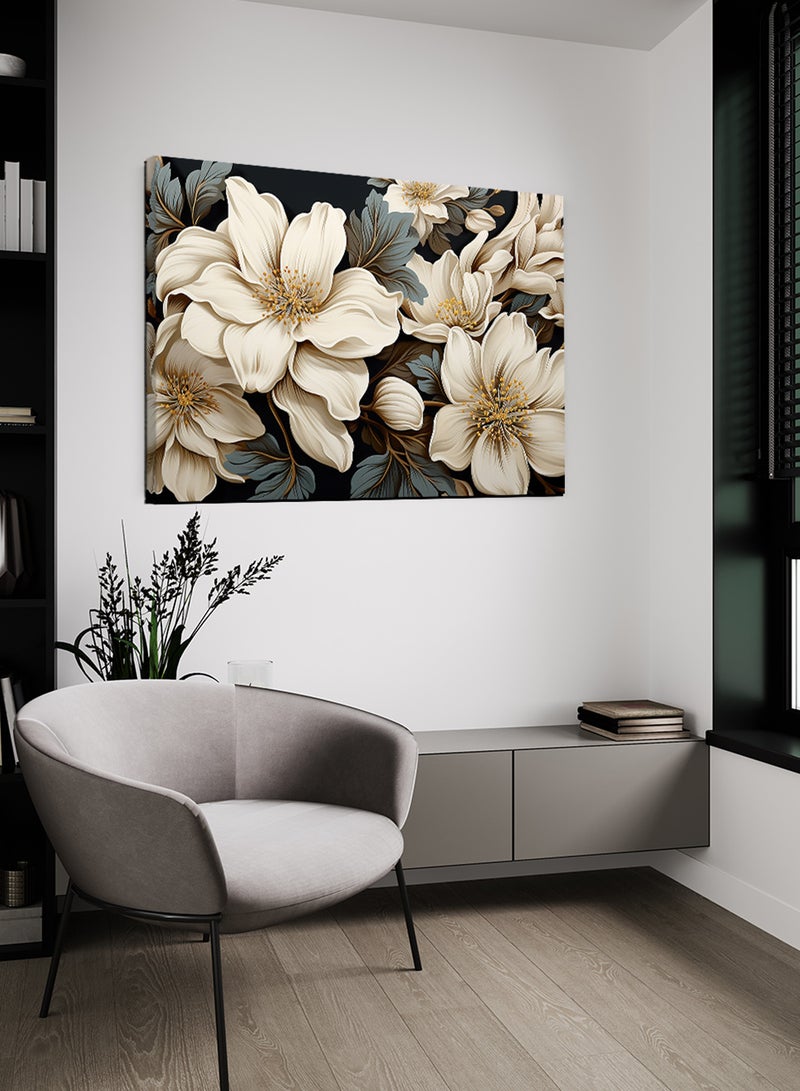 لوحة كانفاس على إطار خشبي بتصميم نمط فني حديث من الزهور - Image 2