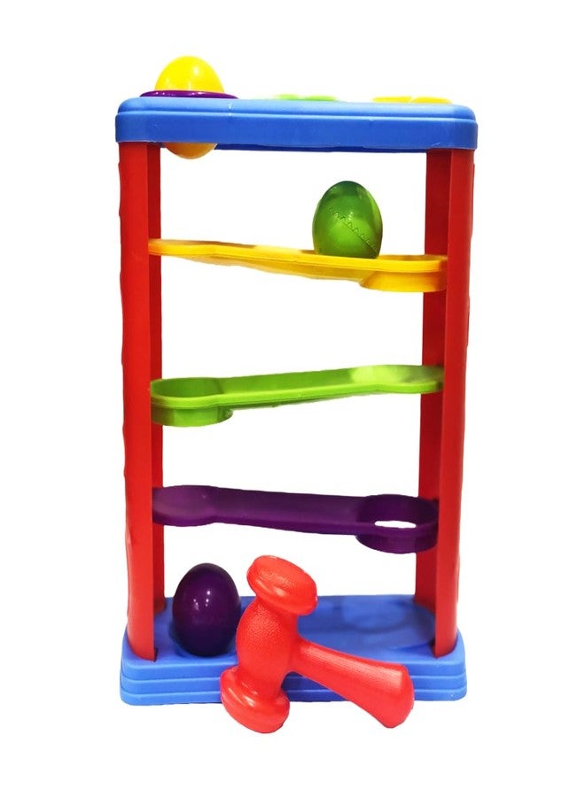 ShopMeFast Hammer Knock Ball Toy for Babies and Toddlers, Multicolored, Pound and See The Balls Roll Down The Ramps, Safe and Non Toxic - Image 1