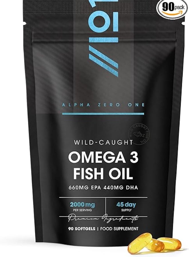 أوميغا 3 زيت السمك 2000mg – يدعم صحة القلب والدماغ، 90 كبسولة هلامية - Image 1