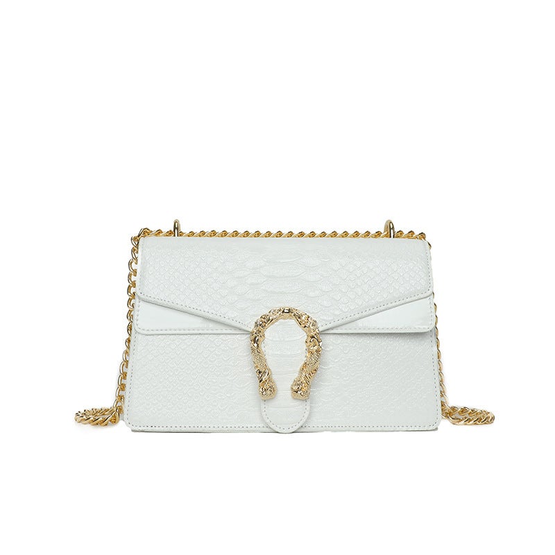 Textured Chain Bag 2023 Women'S Bag Distinctive Snakeskin Shoulder Bag Patent Leather Glitter Crossbody Bag - Image 1