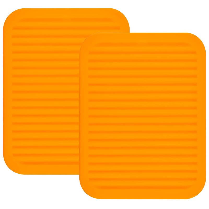 Smithcraft Silicone Trivets Mats  Hot Pads for Countertops Tables Pot Holders  Spoon Rest  Drying Mats Set of 2  Color Orange