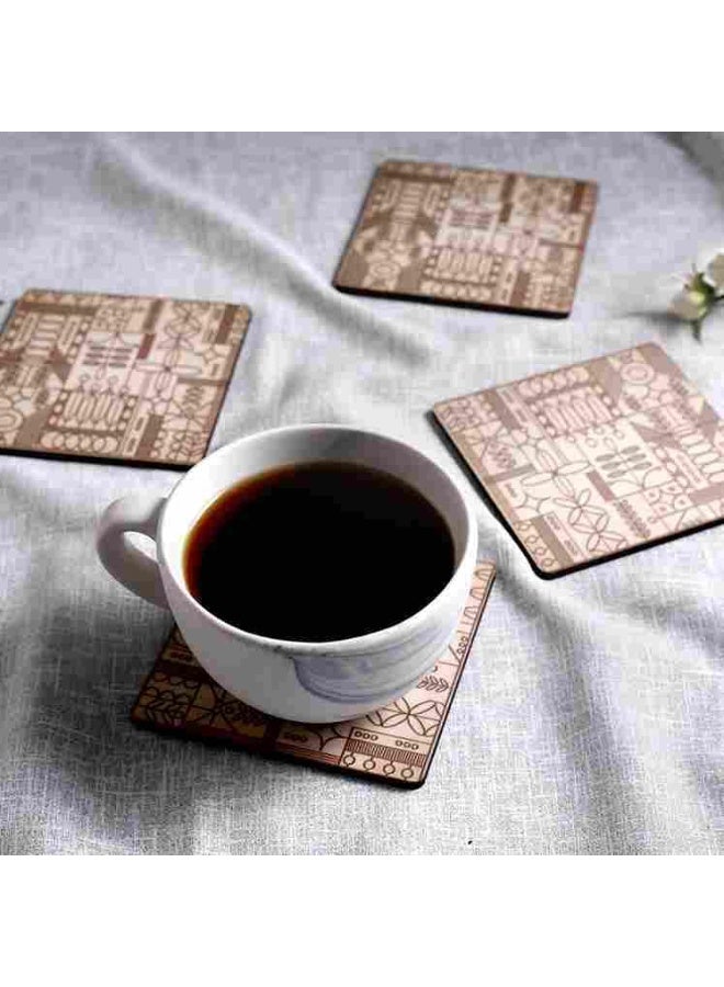Wonderchef Casablanca Coasters | 6 Pc. Set | Geometric Pattern | 4 x 4 inch | Home Décor, Gifting | for Tea Cups, Coffee Mugs, Liquor Glasses - Image 3
