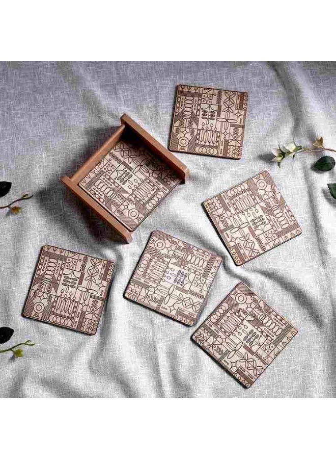 Wonderchef Casablanca Coasters | 6 Pc. Set | Geometric Pattern | 4 x 4 inch | Home Décor, Gifting | for Tea Cups, Coffee Mugs, Liquor Glasses - Image 1