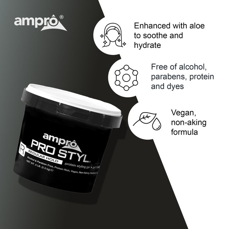 AmPro Pro Styl Styling Gel - Protects and Strengthens Your Strands - Non-Flaking, Alcohol Free, Vegan Formula - Flexible, Touchable Hold for All Hair Textures - Regular - 80 OZ - Image 5