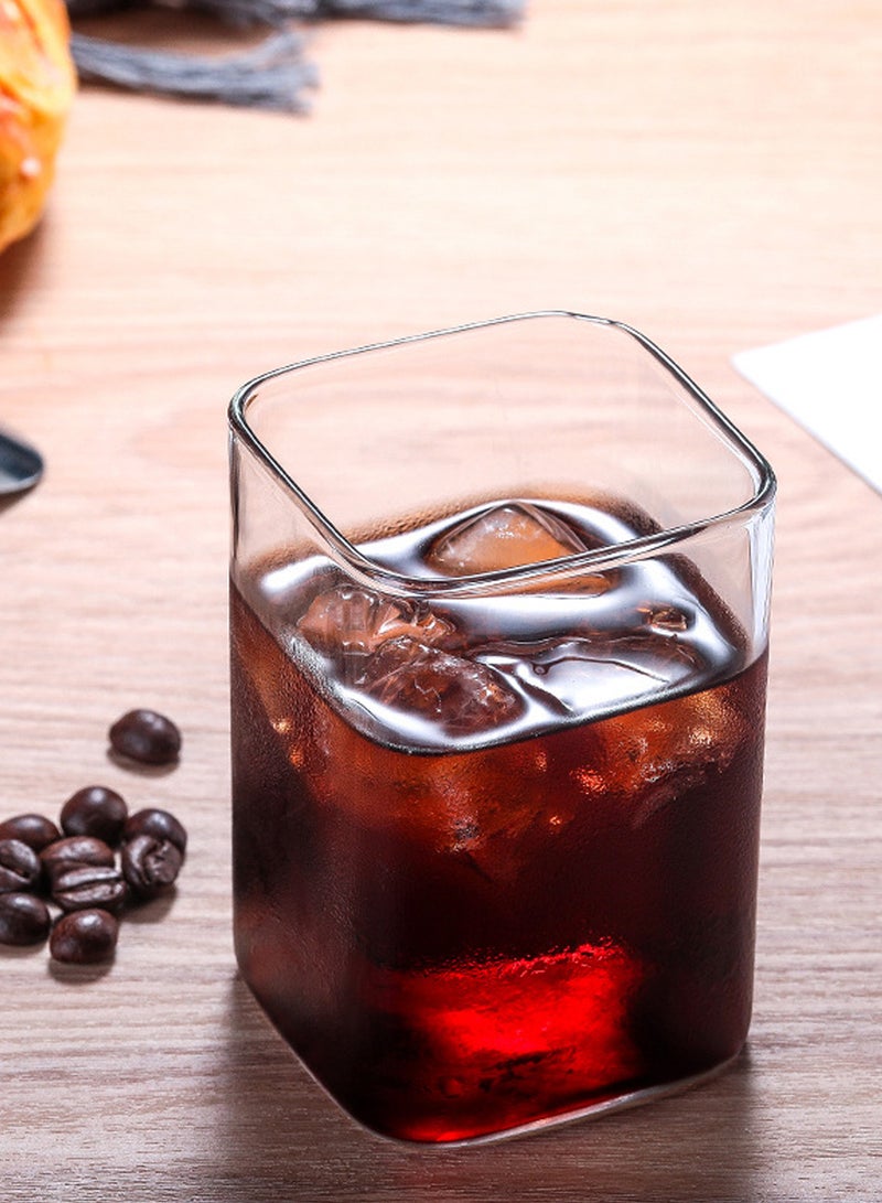 6 أكواب شرب مربعة شفافة - 230 مل للكوب، أكواب زجاجية شفافة عصرية بتصميم هندسي أنيق للقهوة والماء والعصائر والاستخدام اليومي - Image 5