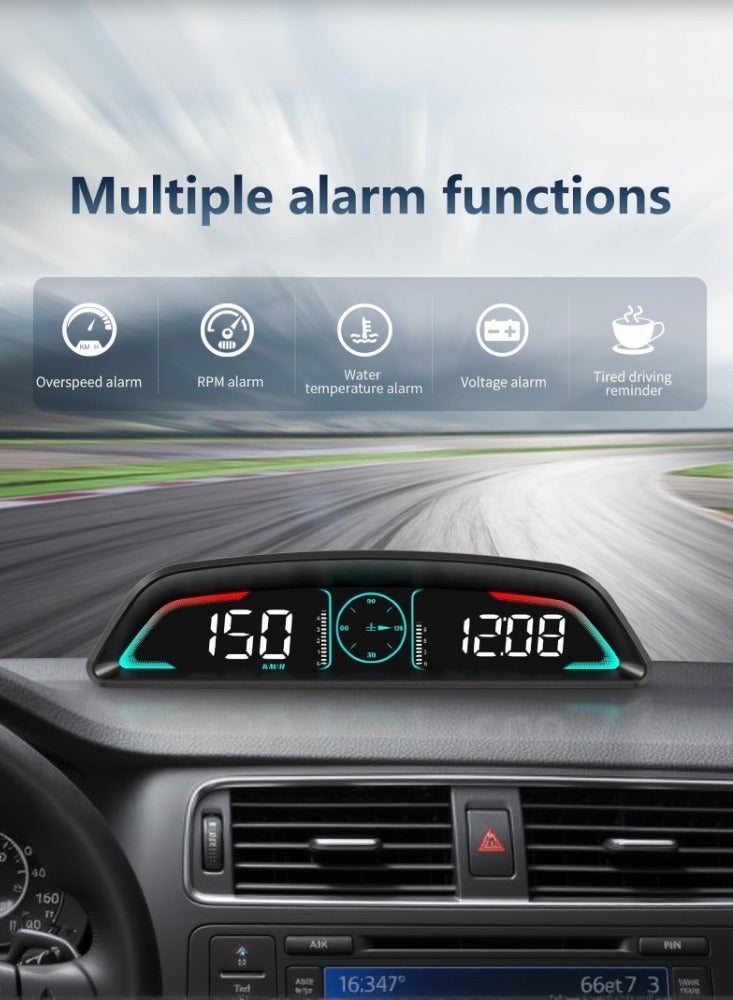 والالا شاشة عرض OBD2، شاشة عرض أمامية للسيارات، عداد سرعة مع السرعة، دورة في الدقيقة للمحرك، ساعة، إنذار السرعة الزائدة، إنذار درجة حرارة الماء، تذكير القيادة بالتعب، يناسب معظم الموديلات بعد عام 2008 - Image 1