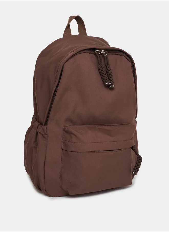 ستايلي Solid Backpack with Zip Closure and Side Pockets