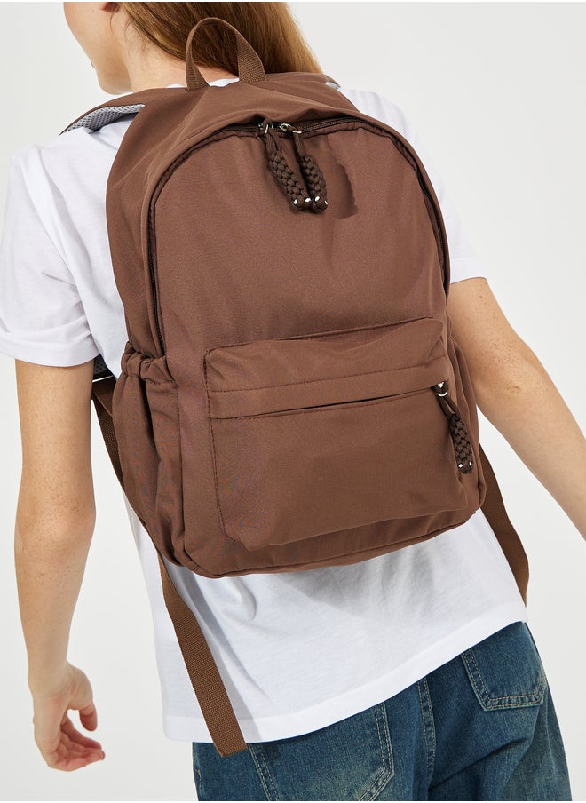 Styli Solid Backpack with Zip Closure and Side Pockets  - Image 3