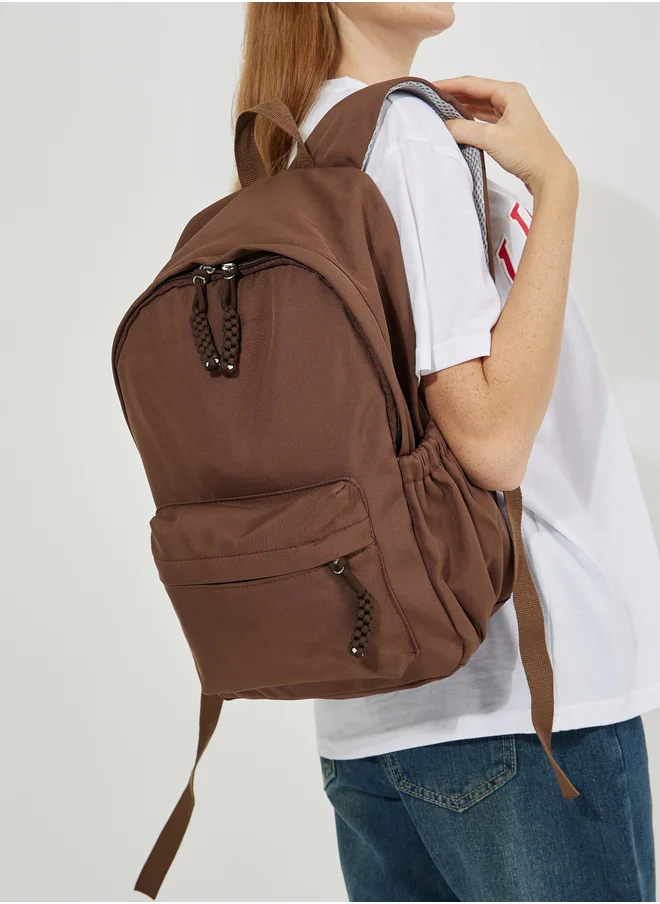 ستايلي Solid Backpack with Zip Closure and Side Pockets