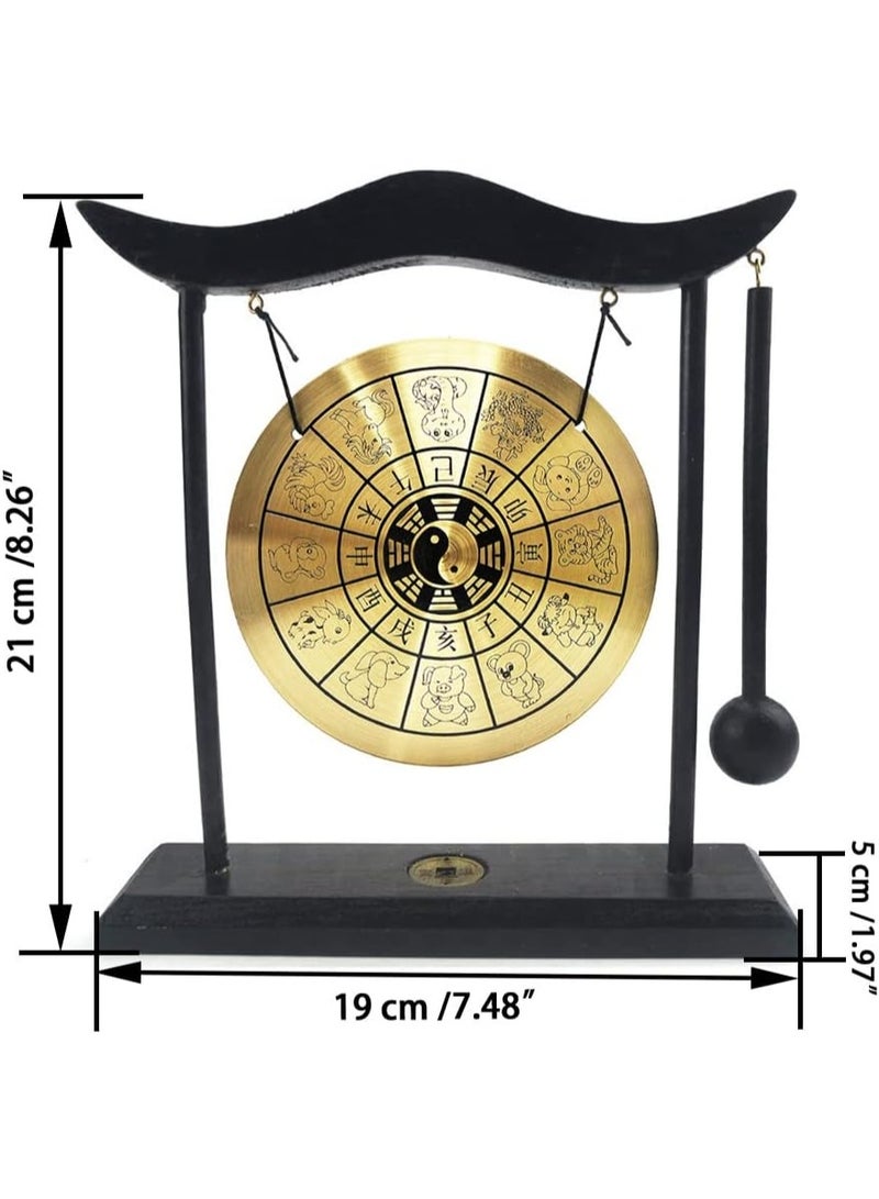 زين فن النحاس فنغ شوي سطح المكتب غونغ مع الوقوف ديكور آسيوي للمكتب المنزلي علامات زودياك الصينية - Image 2