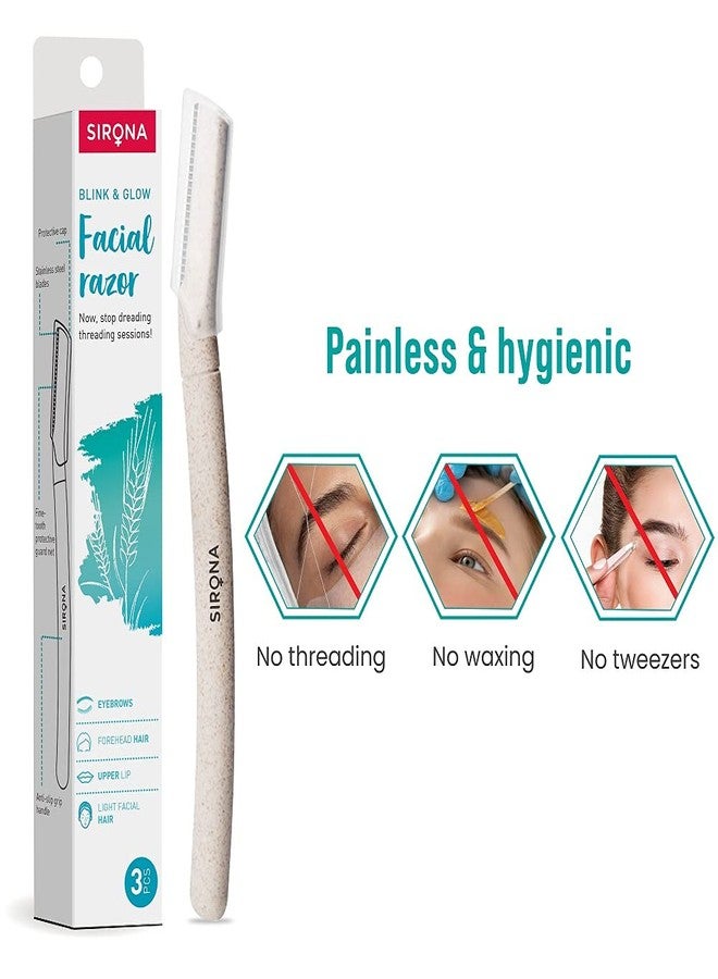Sirona Face Razor for Women Facial Hair - Pack of 6 | Painless Facial Hair Removal | Eyebrow Shaper | For Eyebrows, Upper Lip, Forehead, Peach Fuzz, Chin and Sideburns | Dermaplaning Tool - Image 4