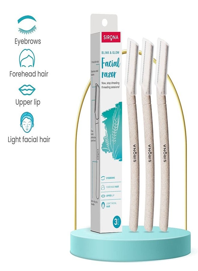 Sirona Face Razor for Women Facial Hair - Pack of 6 | Painless Facial Hair Removal | Eyebrow Shaper | For Eyebrows, Upper Lip, Forehead, Peach Fuzz, Chin and Sideburns | Dermaplaning Tool - Image 2