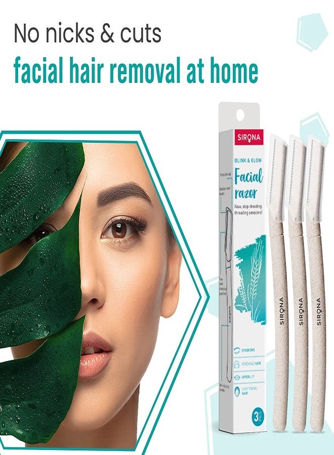 Sirona Face Razor for Women Facial Hair - Pack of 6 | Painless Facial Hair Removal | Eyebrow Shaper | For Eyebrows, Upper Lip, Forehead, Peach Fuzz, Chin and Sideburns | Dermaplaning Tool - Image 3