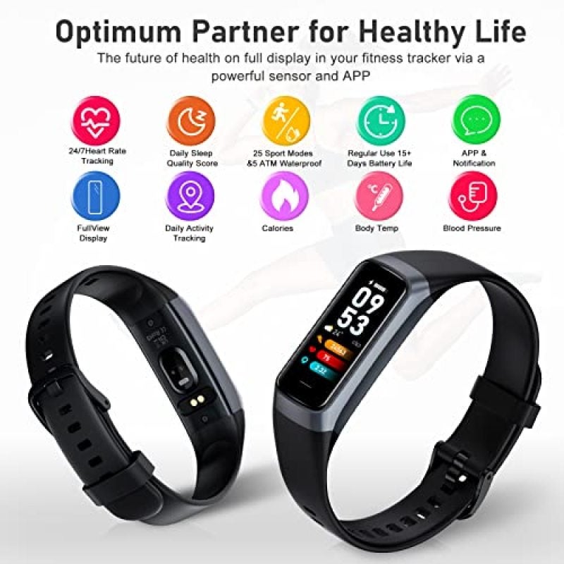 Fitness Tracker 1.10-Inch AMOLED HD Touch Color Screen Effortless All-Day Tracking - 5 ATM Waterproof Stainless Steel Frame Activity Tracker for Busy Professionals Active Lifestyles - Image 5