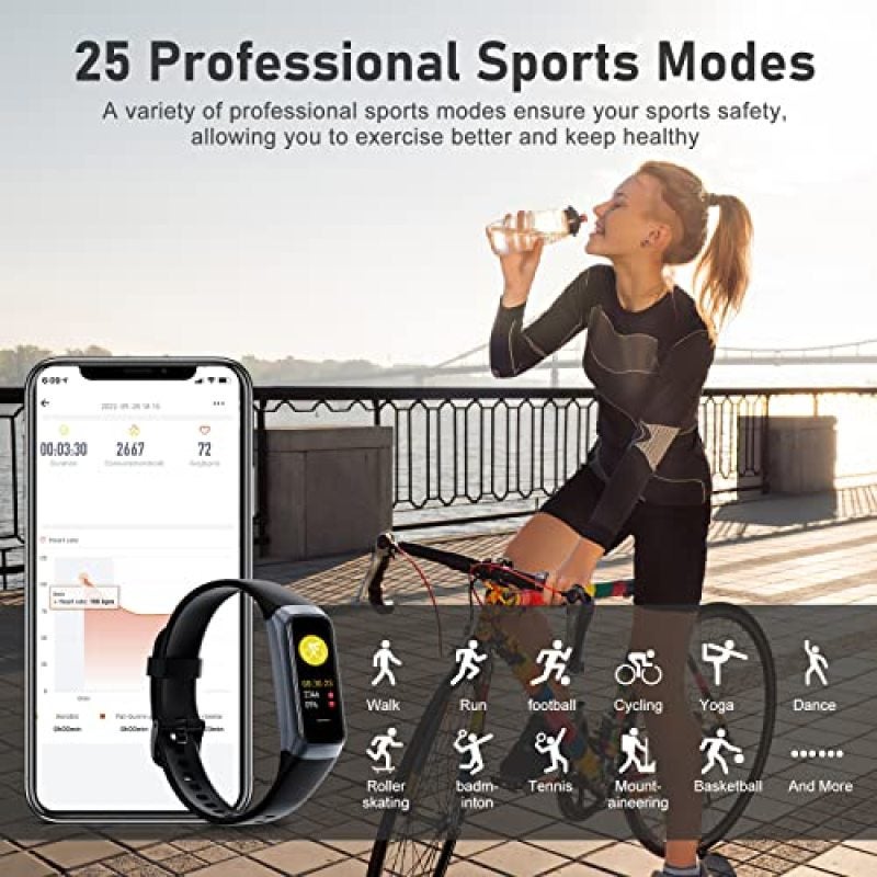 Fitness Tracker 1.10-Inch AMOLED HD Touch Color Screen Effortless All-Day Tracking - 5 ATM Waterproof Stainless Steel Frame Activity Tracker for Busy Professionals Active Lifestyles - Image 2