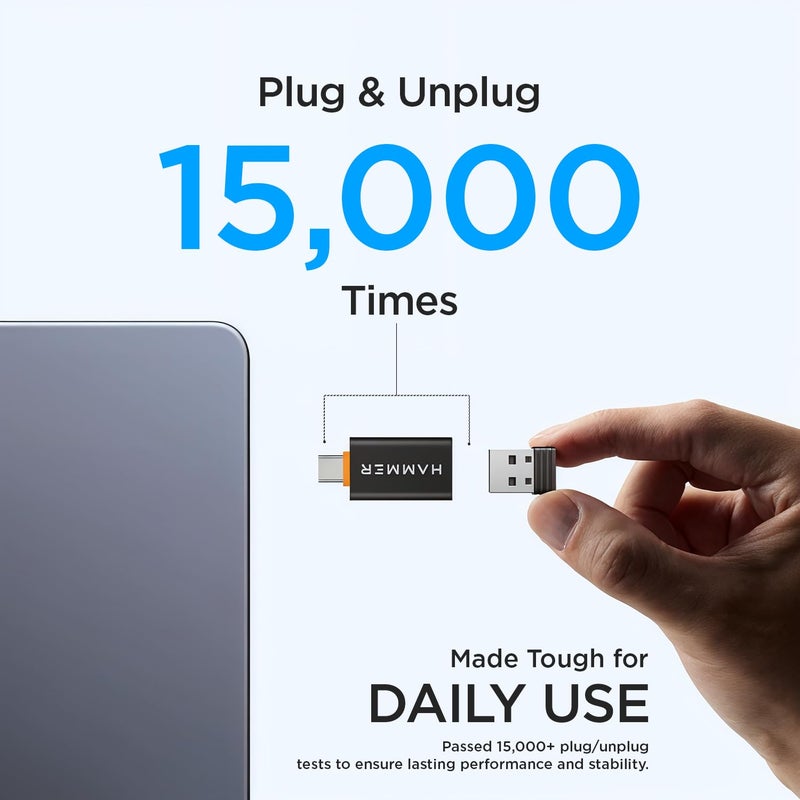 HAMMER USB 3.0 to Type C OTG Adaptor, High Speed Data Transfer, Compatible for All Type C Devices, Smartphones, Laptops, Tablets, Chargers, MacBook (Black) - Image 3