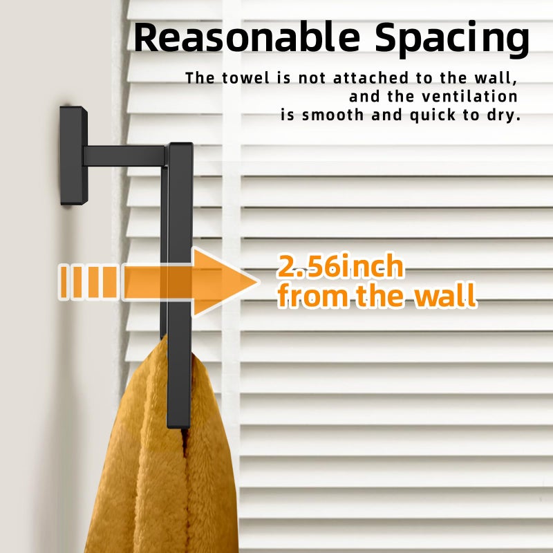 Z-TIISON Matte Black Square Towel Ring, SUS304 Stainless Steel Hand Towel Holder for Bathroom Kitchen, Modern Style Towel Hanger, Thicken Ring Towel Holder, Towel Rack Square Wall Mounted - Image 4