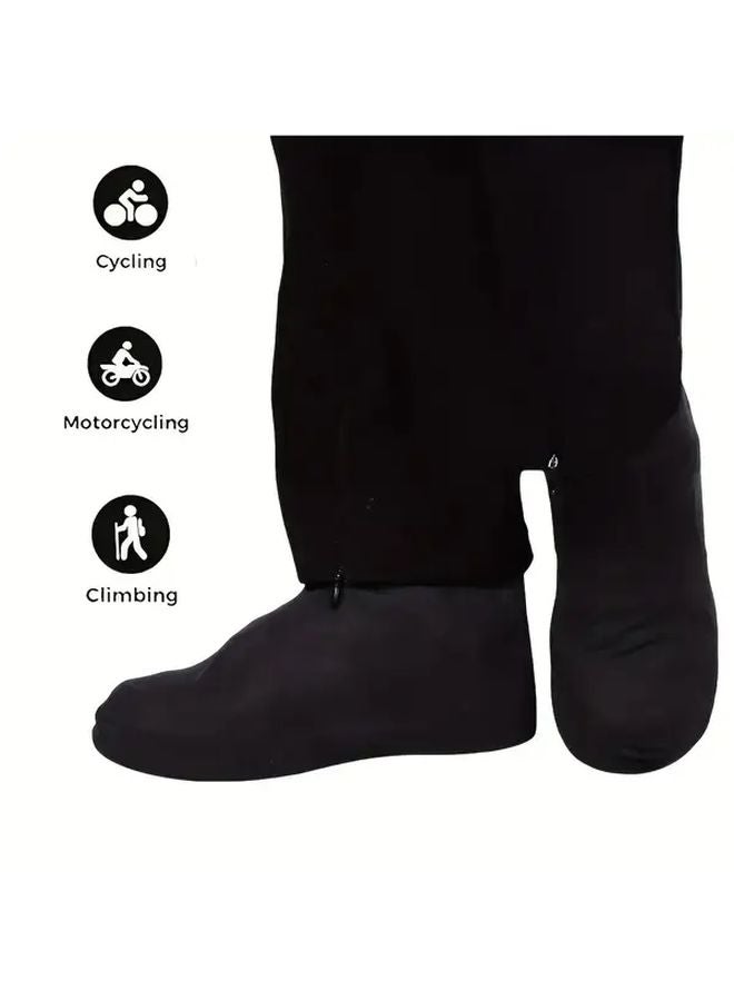 Black Waterproof Shoe Boots Anti Slip Sole Reusable Durable for Men Women - Image 1