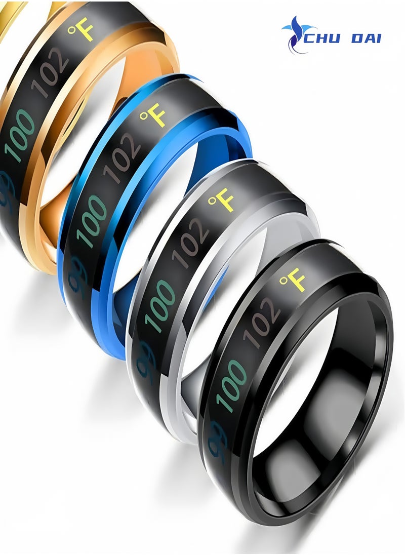 CHU DAI Smart Rings Temperature Monitor Celsius Digital Thermometer Body  Steel Band Finger Ring（Sliver）  - Image 3