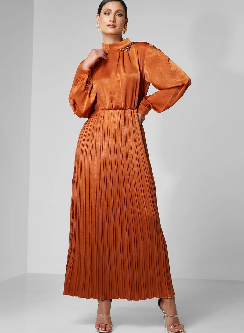 Namshi X Trendyol Pleated Copper Dress