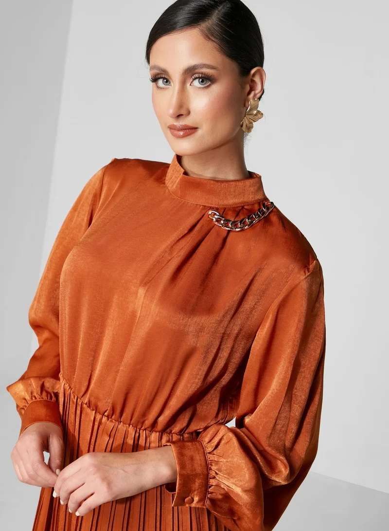 Namshi X Trendyol Pleated Copper Dress