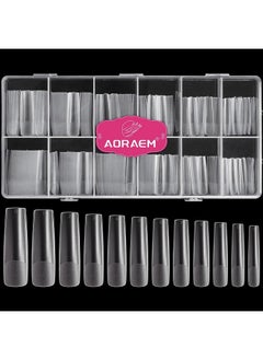 AORAEM Xxl Square Clear Fake Nails 240Pcs, Long Tapered Square Nail Tips Half Matte Design Extra Long Acrylic Nail Tips With Case For Home Diy Nail Salons  - Image 1