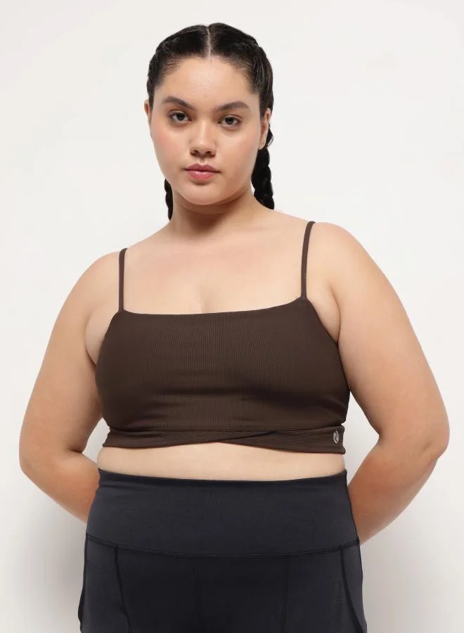Long-Line Ribbed Yoga and Pilates Bralette – Coffee Bean