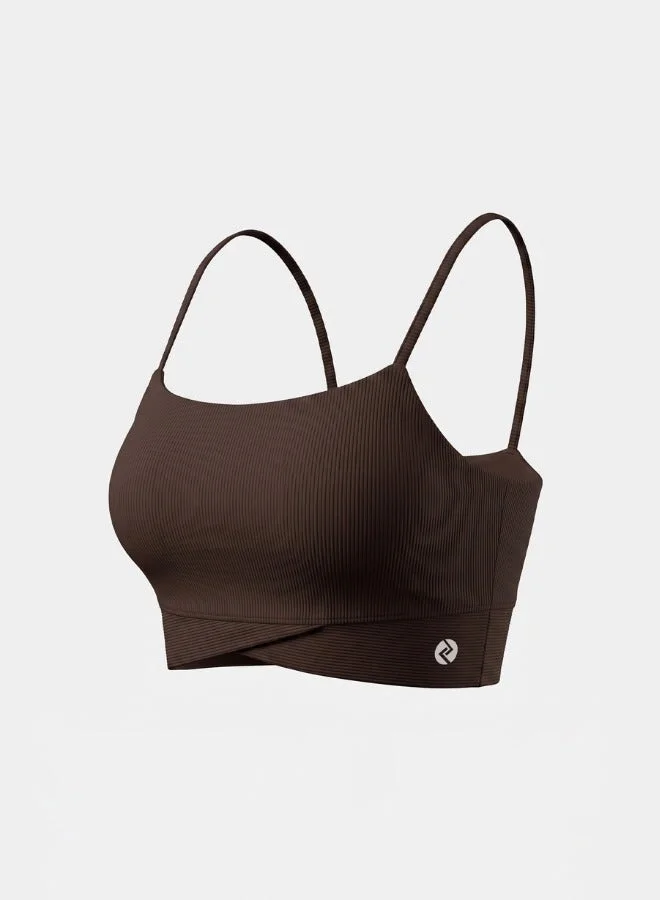 Zaecy Long-Line Ribbed Yoga and Pilates Bralette – Coffee Bean