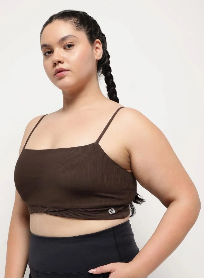 Zaecy  Long-Line Ribbed Yoga and Pilates Bralette – Coffee Bean for Women | Best Price UAE