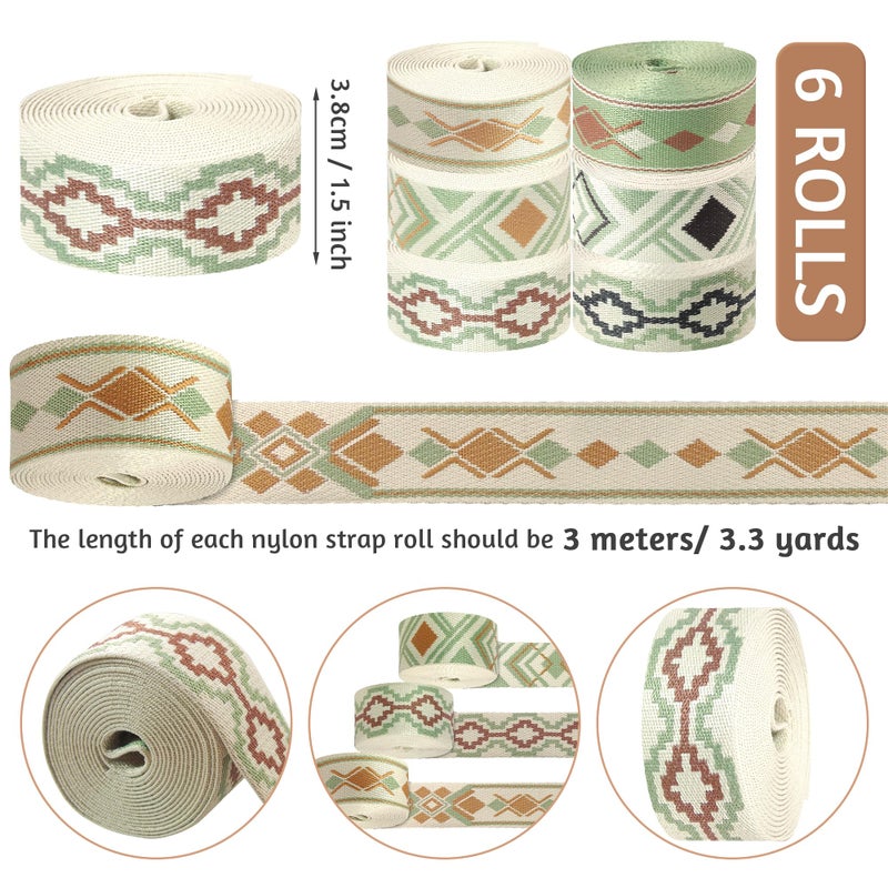 Grosun 6 Rolls 1.5 inch Classical Nylon Webbing Belt Webbing Straps Purse Straps Backpack Straps Nylon Belt for Seatbelt, Bags, Backpacks, Handles, Luggage, Slings - Image 2