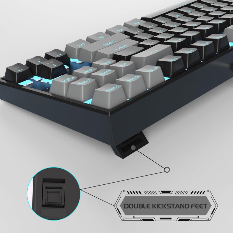 MageGee 75% Mechanical Gaming Keyboard, Red Switch, LED Blue Backlit, 87 Keys Compact TKL Wired Computer Keyboards for Windows Laptop PC Gamer - Black/Grey - Image 4