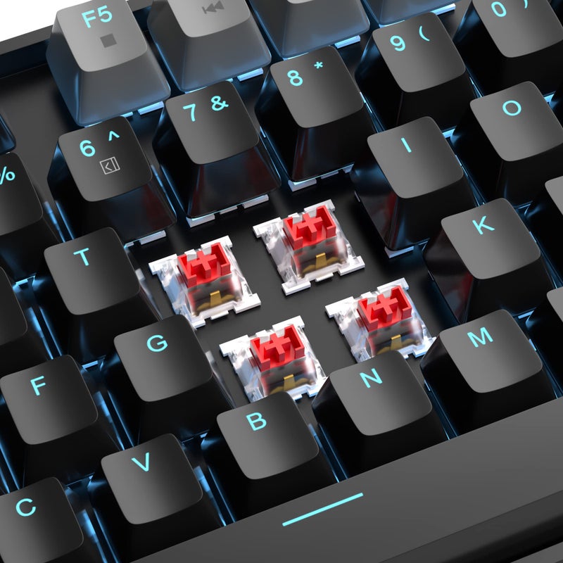 MageGee 75% Mechanical Gaming Keyboard, Red Switch, LED Blue Backlit, 87 Keys Compact TKL Wired Computer Keyboards for Windows Laptop PC Gamer - Black/Grey - Image 2